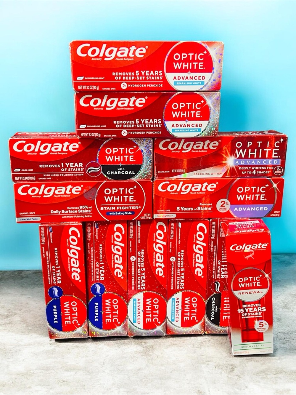 12 Colgate Optic White Toothpaste - Red
